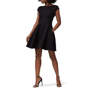 Kate Spade Fiorella Classic Ponte Black Cap Sleeve Mini Dress Women's Size Small